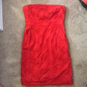 Red/Orange New York & Co Strapless Dress size 4